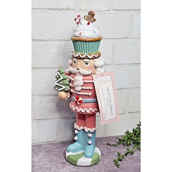 Cupcake Gingerbread Nutcracker Figure Pink Blue Pastel Christmas 14" Sweets - Picture 3 of 9